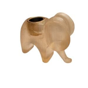 Elephant Lucite Mini Candle Holder Lucite Miniature Brass Insert Beige 4" x 4.5"